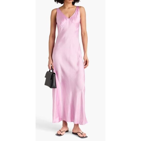 VINCE Crinkled satin maxi dress Lilac - Picture 3 of 9
